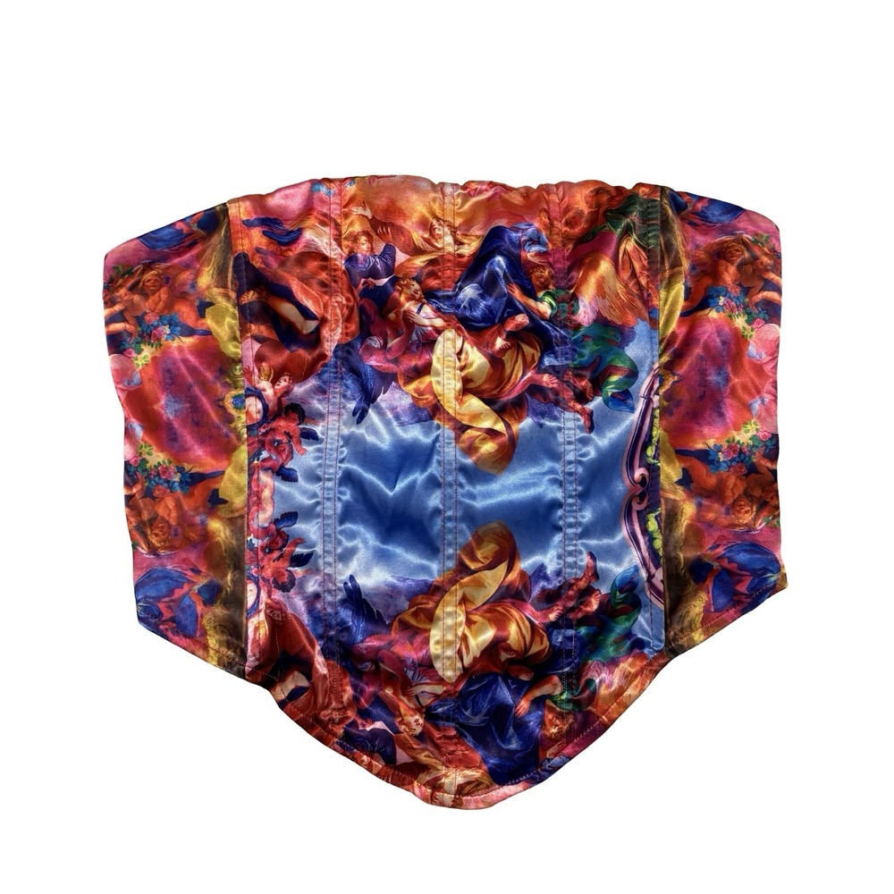 AKIRA Red / Multi Satin Corset Zip Up Size Large 16 x 11